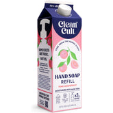 Cleancult liquid hand soap refill in pink grapefruit packaging reduces plastic waste.
