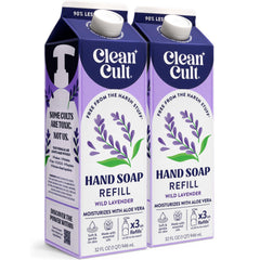 CleanCult Liquid Hand Soap Refills bottle pour for mess-free refills and moisturized hands