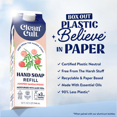 Cleancult paper-based packaging highlights a sustainable refill option with reduced plastic waste