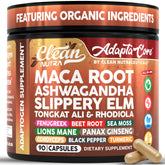 Clean Nutra maca root capsules on bottle for balanced energy