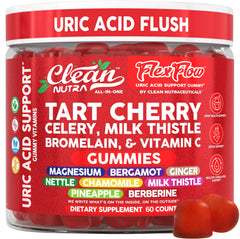 Clean Nutra Tart Cherry Gummies packshot for daily wellness and uric acid support.