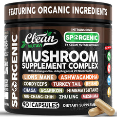 Clean Nutraceuticals Ashwagandha Lions Mane capsules for focus and energy