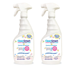 CleanSmart nursery cleaner bottle demonstrates safe, residue-free sanitizing for baby surfaces.