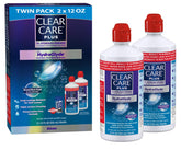 Clear Care Plus bubbling action bottle demonstrates deep lens cleaning potential.