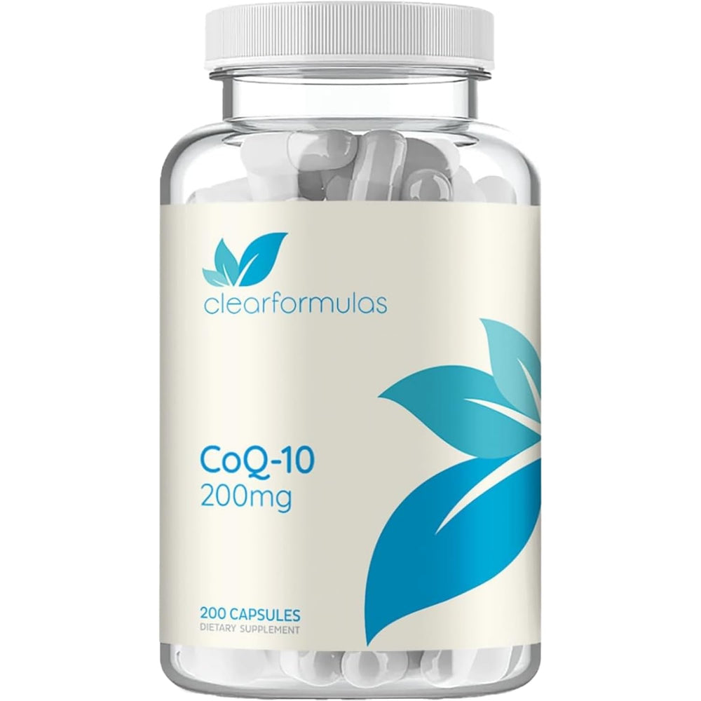Clear Formulas Quick Absorption CoQ10 bottle with 200mg capsules for daily use
