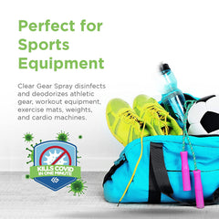 Clear Gear spray on gym equipment to refresh and deodorize