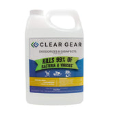 Clear Gear bottle front, EPA-registered disinfectant for gym gear