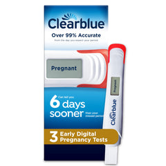 Three-pack Clearblue Early Digital Test for convenient home use.