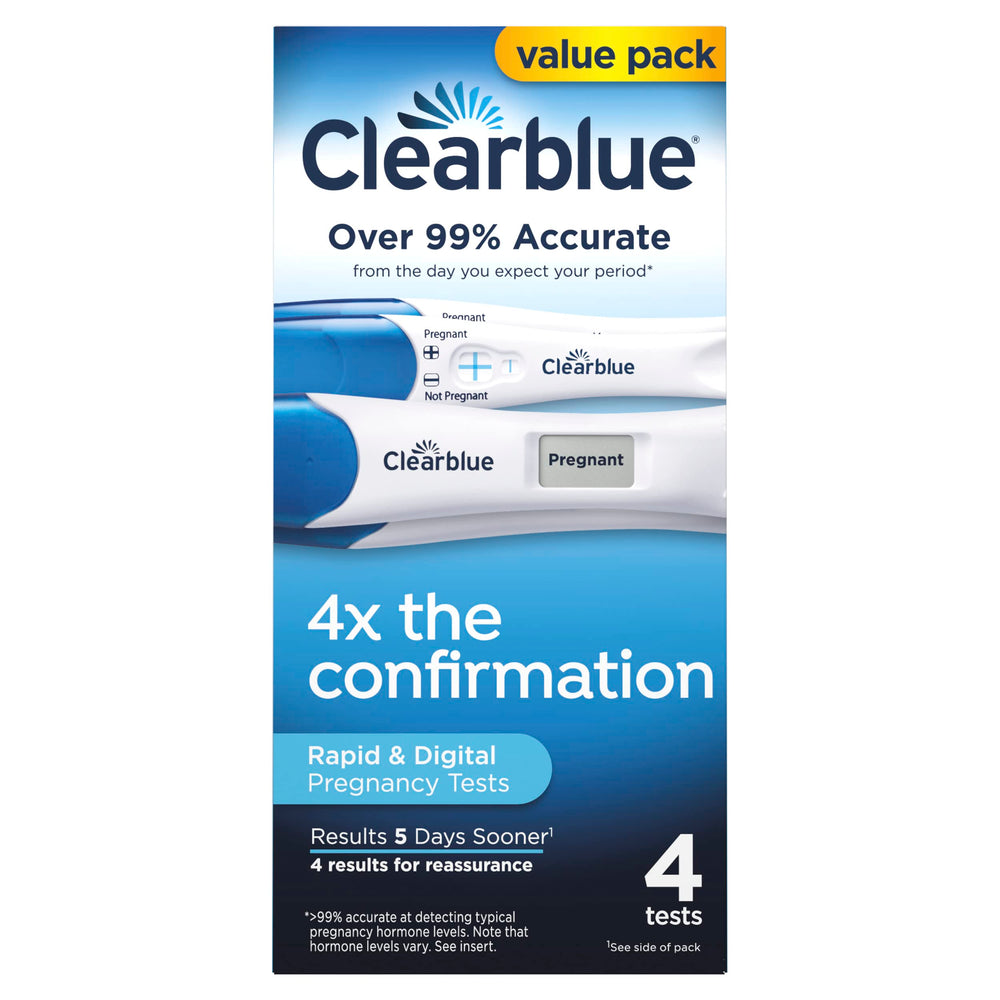 Clearblue digital countdown display for clear status and quick clarity.
