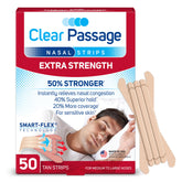 Clear Passage nasal strip extra-strength tan on the nose bridge for easier breathing