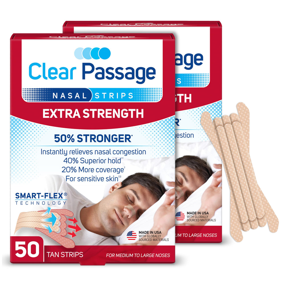 Clear Passage Extra Strength tan packaging ready for instant breathing support