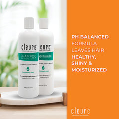 Cleure conditioner bottle pour highlights hydrating care for dry or color-treated hair.