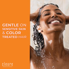 Cleure family hair care scene featuring safe, hypoallergenic formula for all ages.
