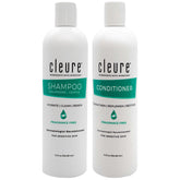 Cleure shampoo bottle pour with fragrance-free formula for sensitive skin.
