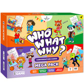 Clever Fox Play Who What Why Mega Pack cover with 120 cards for therapy and learning