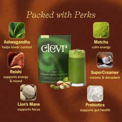 Clevr Pistachio Matcha SuperLatte measuring spoon ready for precise hot or iced drinks.