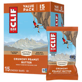 CLIF Bar Crunchy Peanut Butter 15-pack package showing portable energy for on the go.