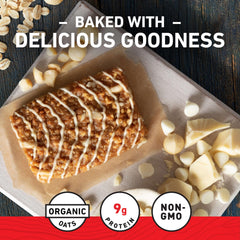 CLIF Bar White Chocolate Macadamia Nut bar breakfast-snack at desk