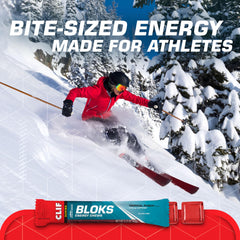 Soft texture cube of CLIF BLOKS Tropical Punch held in hand