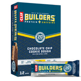CLIF BUILDERS + CAFFEINE bar wrapped for on-the-go energy in chocolate chip cookie dough flavor.
