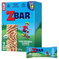 Clif Kid Zbar Iced Oatmeal Cookie box shown as a convenient lunchbox snack