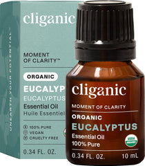 Cliganic Eucalyptus Oil packaging with USDA organic certification for trusted quality.