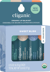 Cliganic Organic Lip Balm Set – Eucalyptus Mint flavor, hydrating defense for dry lips.