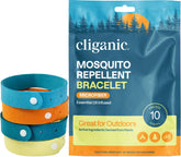 Cliganic mosquito repellent bracelet close-up showing adjustable strap for kids and adults