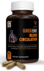 Clinical Daily Blood Circulation Supplement bottle signals daily venous support potential.