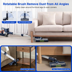 Clinkal vacuum demonstrates 90-degree vertical and 180-degree horizontal reach.