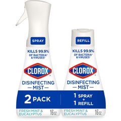 Clorox Disinfecting Mist bottle with eucalyptus peppermint scent and 16 oz size