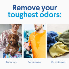 Clorox Laundry Sanitizer label close up confirms 3 in 1 sanitizing disinfecting and odor removal