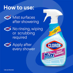 Spray application on wall tiles highlighting easy spray-and-walk-away use.