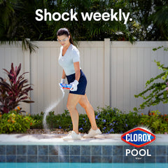 Clorox Pool and Spa Shock XTRABLUE Plus treats 12,000 gallons for clear water.