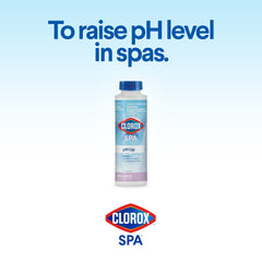 CLOROX Pool&Spa pH Up-treated spa water shows balanced pH and clearer appearance.