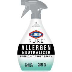 Clorox PURE allergen neutralizer spray on fabric surface reduces pet dander