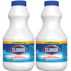 Clorox Regular Disinfecting Bleach bottle 2-pack provides powerful daily cleaning and whitening.