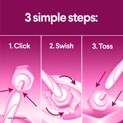 Pad removal illustrates hygienic, touch-free disposal.