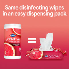 Clorox Scentiva wipes texture close-up for sturdy cleaning.
