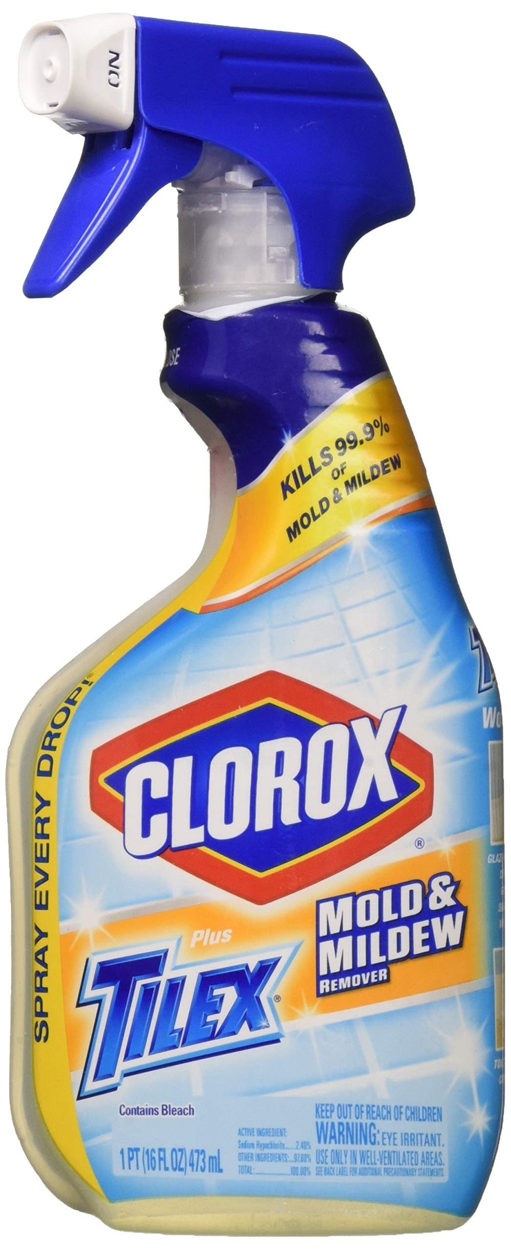 Clorox Tilex mold remover bottle for tile and grout mildew cleanup.