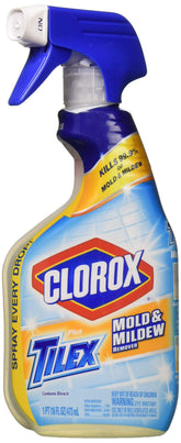 Clorox Tilex mold remover bottle for tile and grout mildew cleanup.