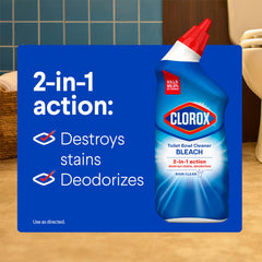 Pack of 2 Clorox Rain Clean cleaner displayed on bathroom shelf