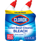 Clorox Rain Clean bottle applying gel under the rim for deep cleaning