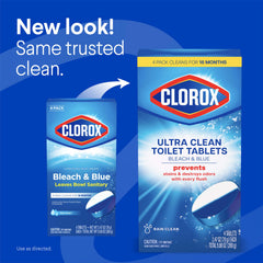 Clorox Ultra Clean blue color indicator shows the tablets are actively cleaning.