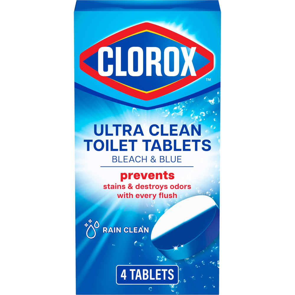 Clorox Ultra Clean toilet tablet dissolves in the tank for continuous cleaning.