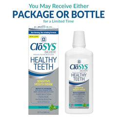 CloSYS Silver Healthy Teeth Mouthwash Pack of 2 on the box highlights value for daily care.