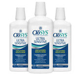 CloSYS Ultra Sensitive bottle pouring, gentle rinse for sensitive mouths.