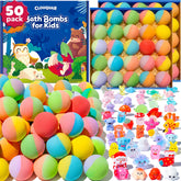 CLOUQUAR 50-pack bath bombs with surprise inside for kid-friendly bath time fun.