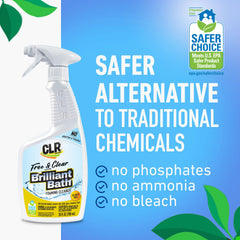 CLR Brilliant Bath Free and Clear cleans the sink faucet with easy grime removal.