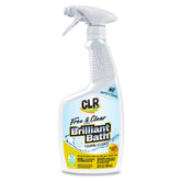 CLR Brilliant Bath Free and Clear spray bottle cleans soap scum from bathroom surfaces.